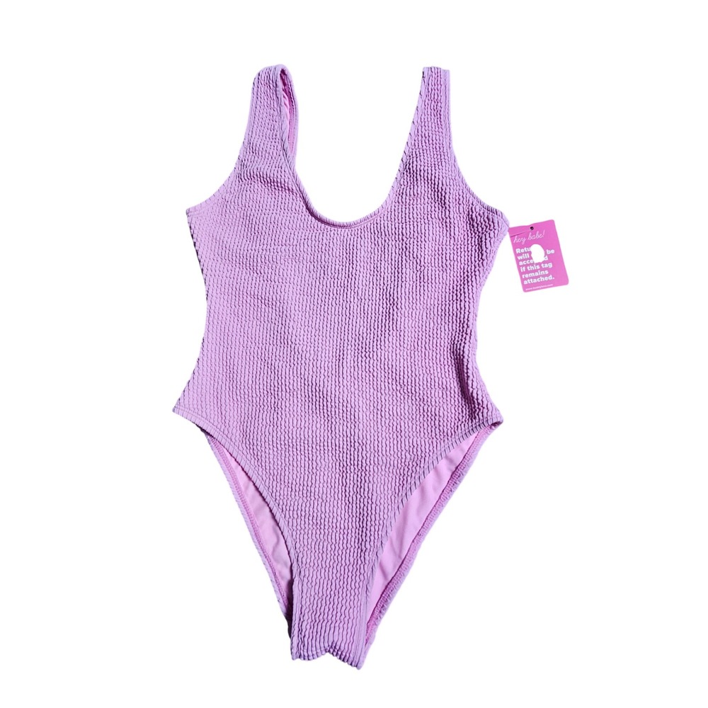 BuddyLove Bondi One Piece Swimsuit Pepto Pink Smocked Crinkle S/M CG5133 NWT
